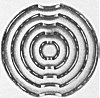 PLATE XLIV. GARDNER'S DIAGRAM OF SYMMES'S EARTH<br> <i>Showing the five concentric spheres, with their polar openings at the Verges of the World. their separating atmospheres, and their mid-plane spaces</i>.<br> (From <i>A Journey to the Earth's Interior</i>; Marshall B. Gardner, 1920)