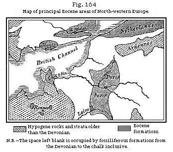 Fig. 164: Map of the principal Eocene areas of North-western Europe.