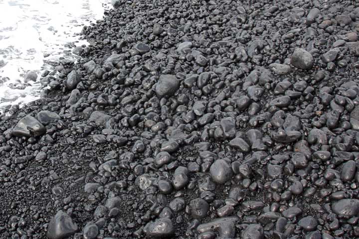 Basalt cobbles on the beach