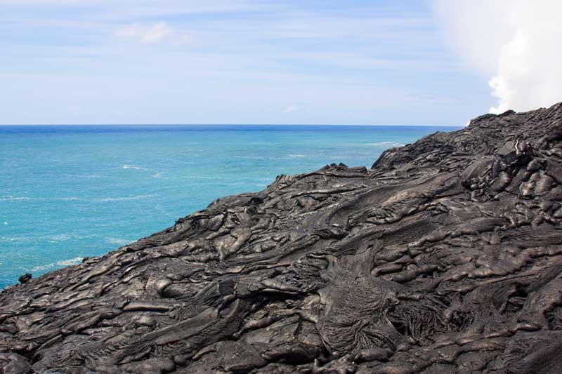 Basaltic lava flow of Kilauea Volcano in Hawai'i