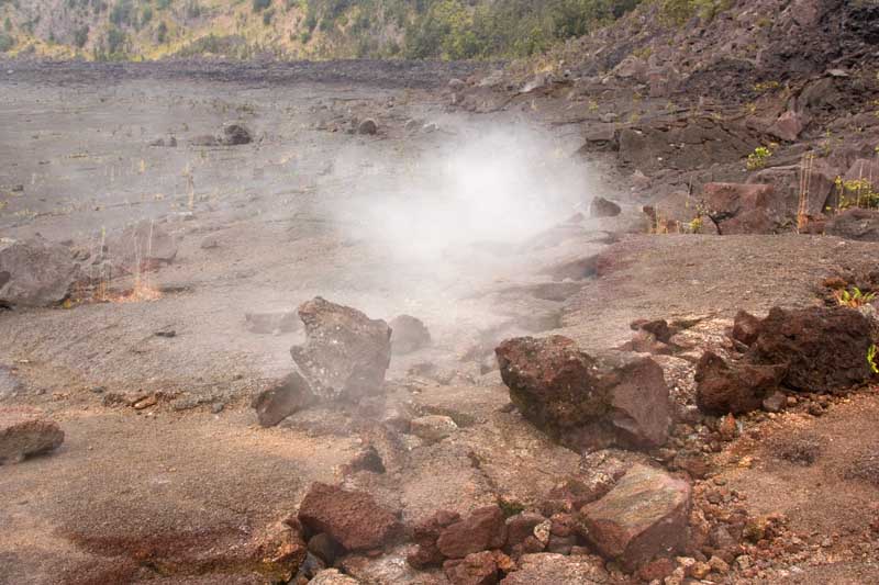 Fumarole on Kilauea Iki lava lake in Hawaii