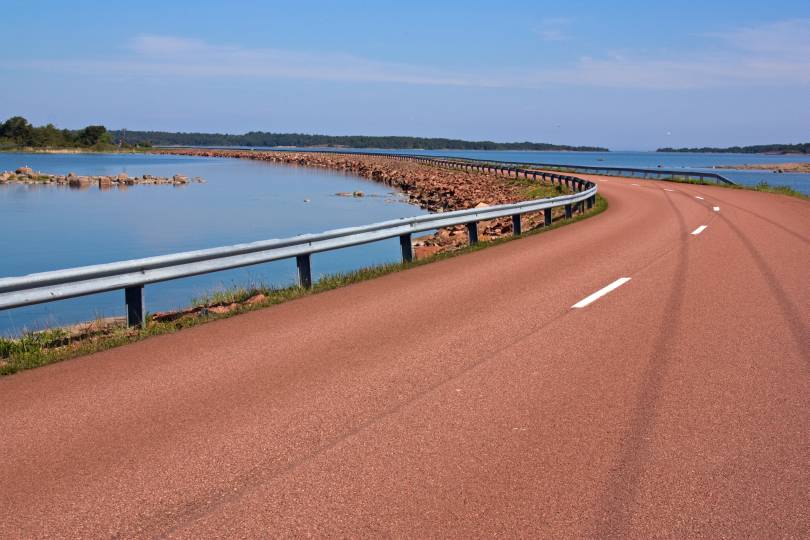 Road dam between skerries in Åland Islands