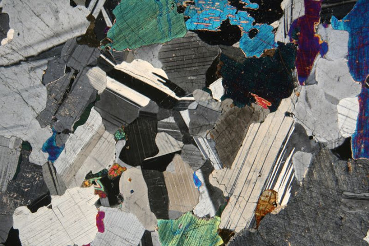 Gabbro thin section image interference colors