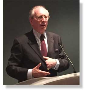 Sir Malcolm Rifkind delivering the 2015 Sir Harry Brittain Memorial Lecture.